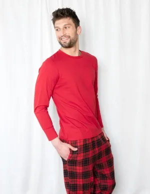 Mens Red & Black Plaid Flannel Set