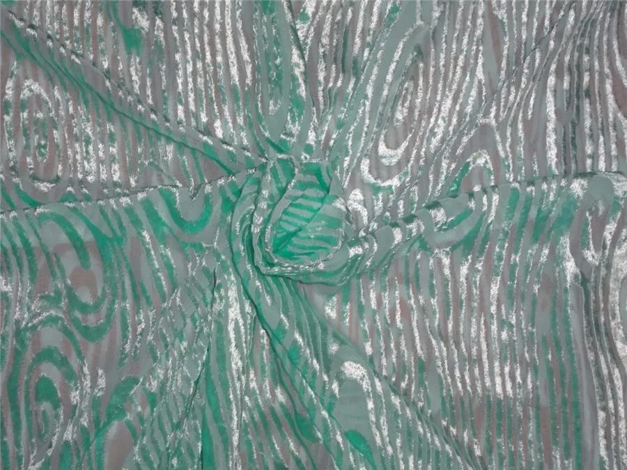 Mint Green Devore Polyester Viscose Burnout Velvet fabric 44" wide [8066]