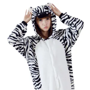 New Fashion Flannel Pajamas for Unisex Zebra Animal Home Furnishing Cartoon Onesies Winter Lovers Hooded Pajamas