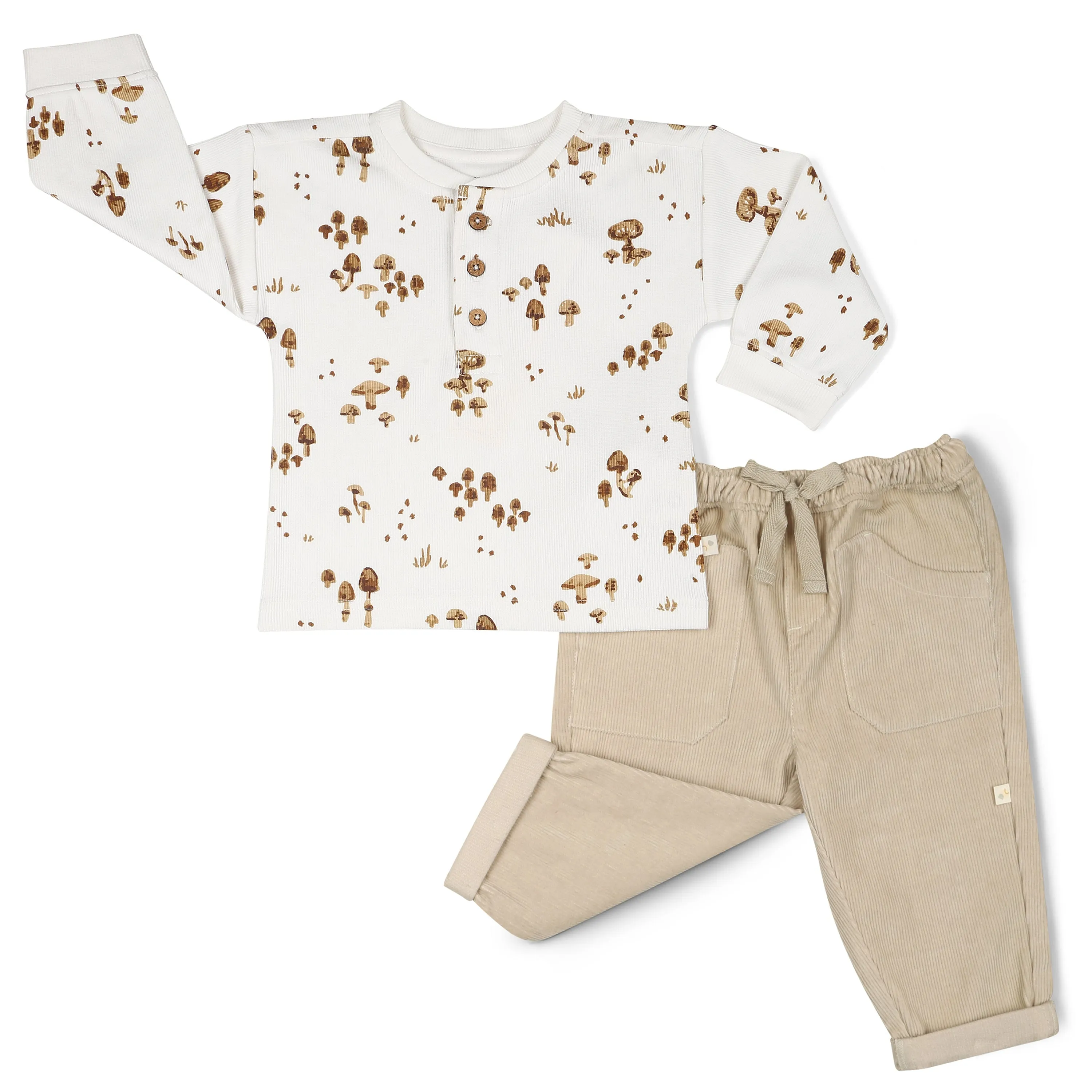 Organic Tee and Corduroy Pant Set - Oat