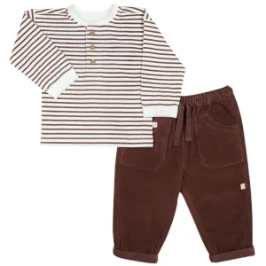 Organic Tee and Corduroy Pant Set - Plum