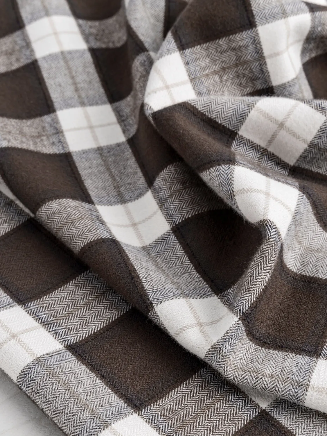 Plaid Check Organic Cotton Flannel - Brown   Cream - Swatch