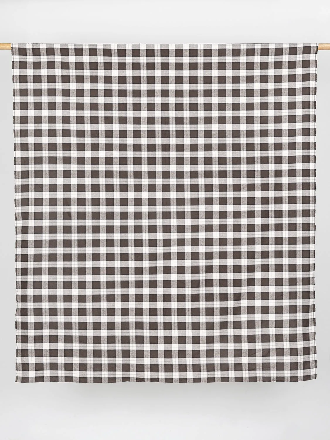 Plaid Check Organic Cotton Flannel - Brown   Cream - Swatch