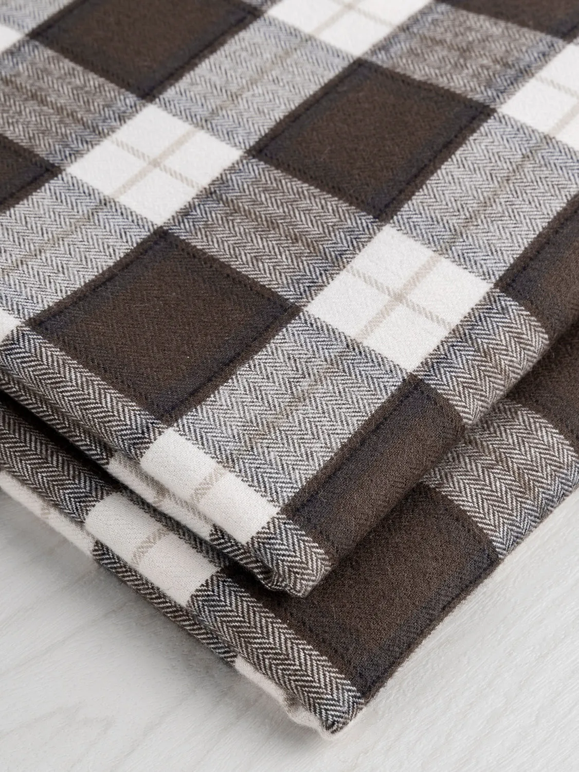 Plaid Check Organic Cotton Flannel - Brown   Cream - Swatch