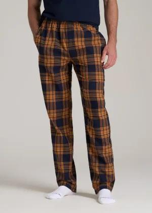 Plaid Pajama Pants for Tall Men in Navy and Apricot Plaid