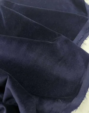 Remnant 75cm - Navy Cotton Velvet Fabric