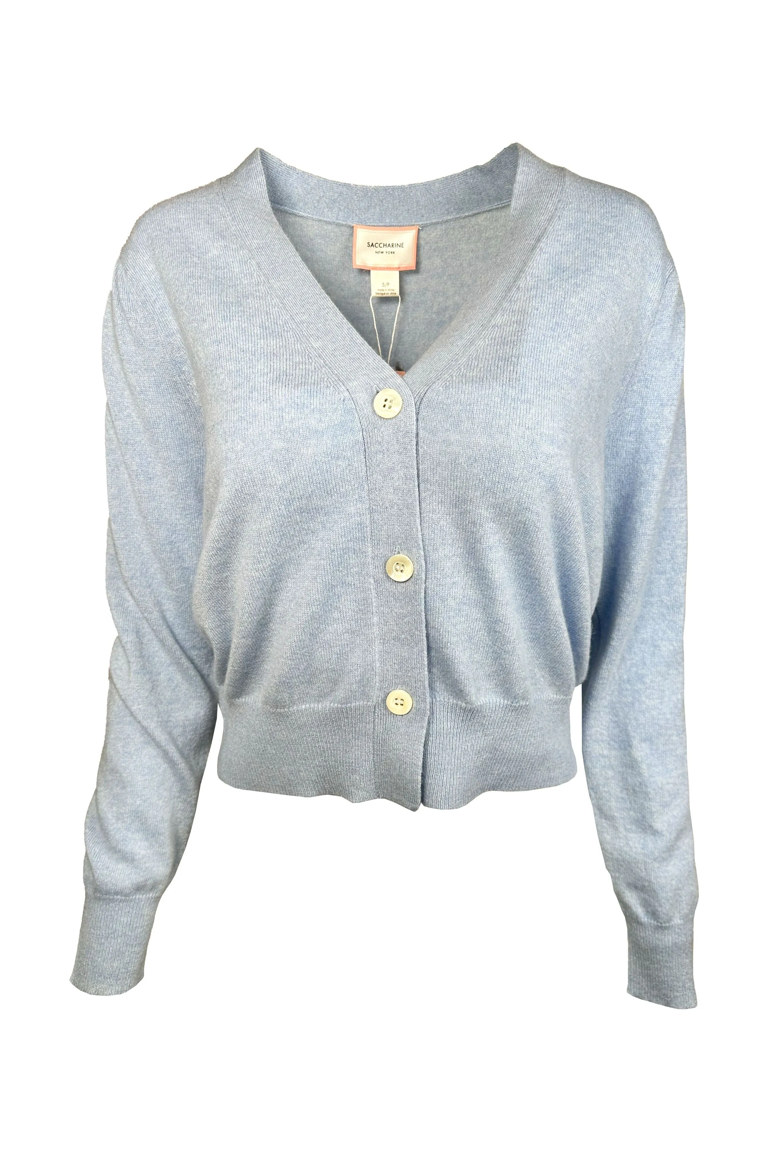 Saccharine New York 100% Cashmere Cardigan FW24-207 / Foxes Motif / Air Blue