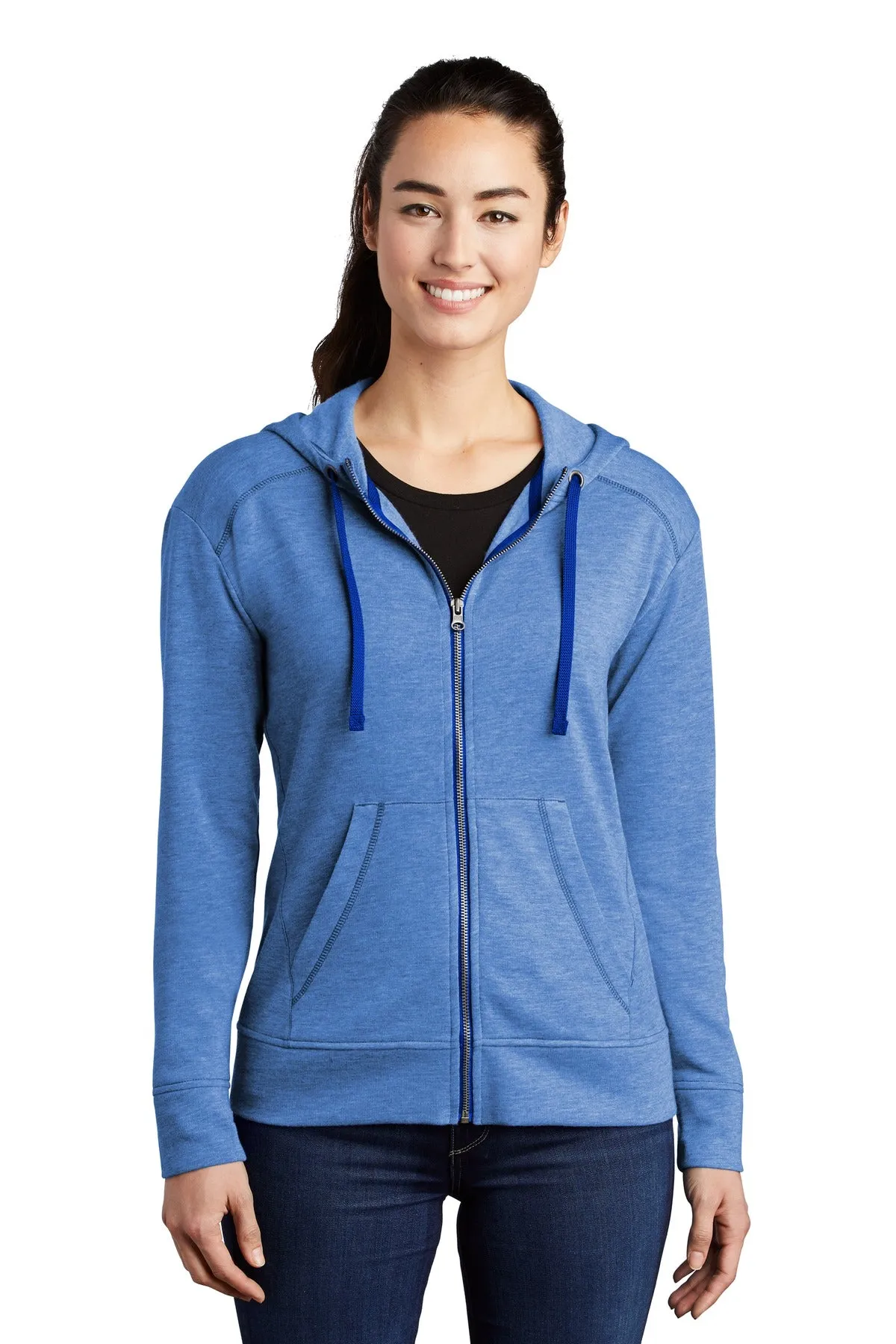 Sport-Tek Ladies PosiCharge Tri-Blend Wicking Fleece Full-Zip Hooded Jacket LST293