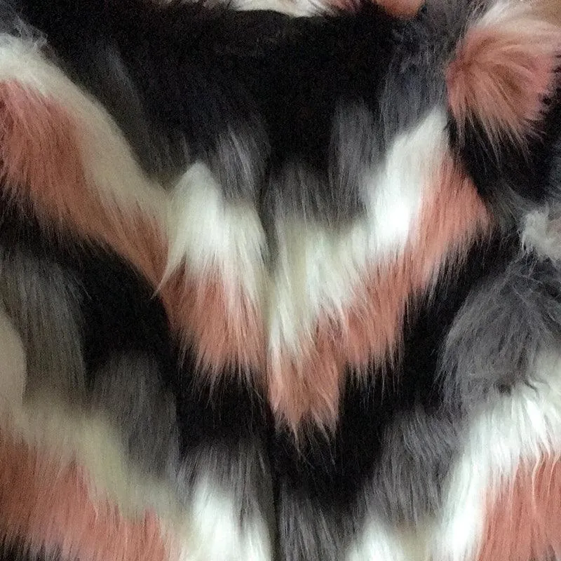 STRIPED FAUX FUR JACKET