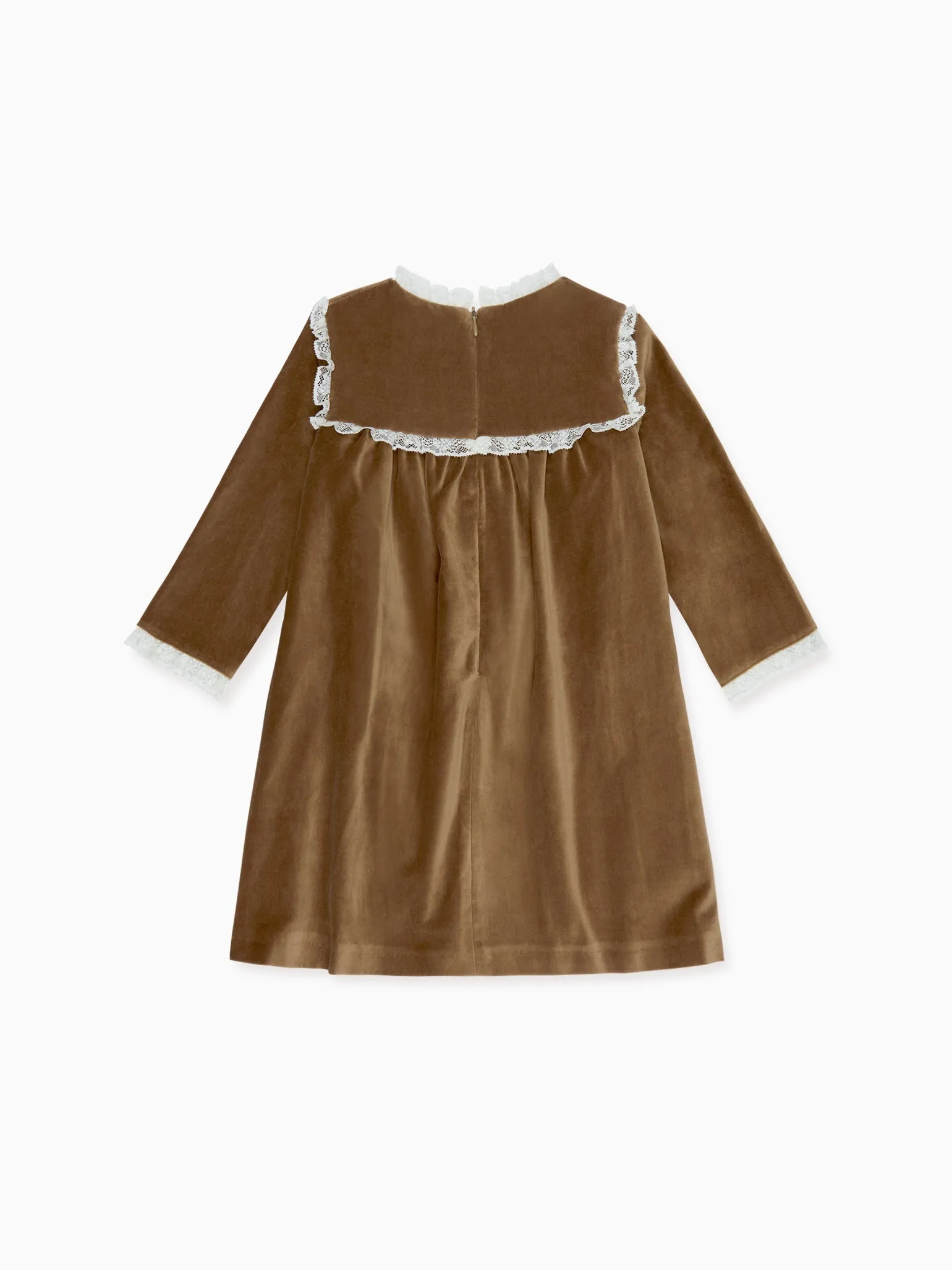 Taupe Carolina Velvet Girl Empire Dress