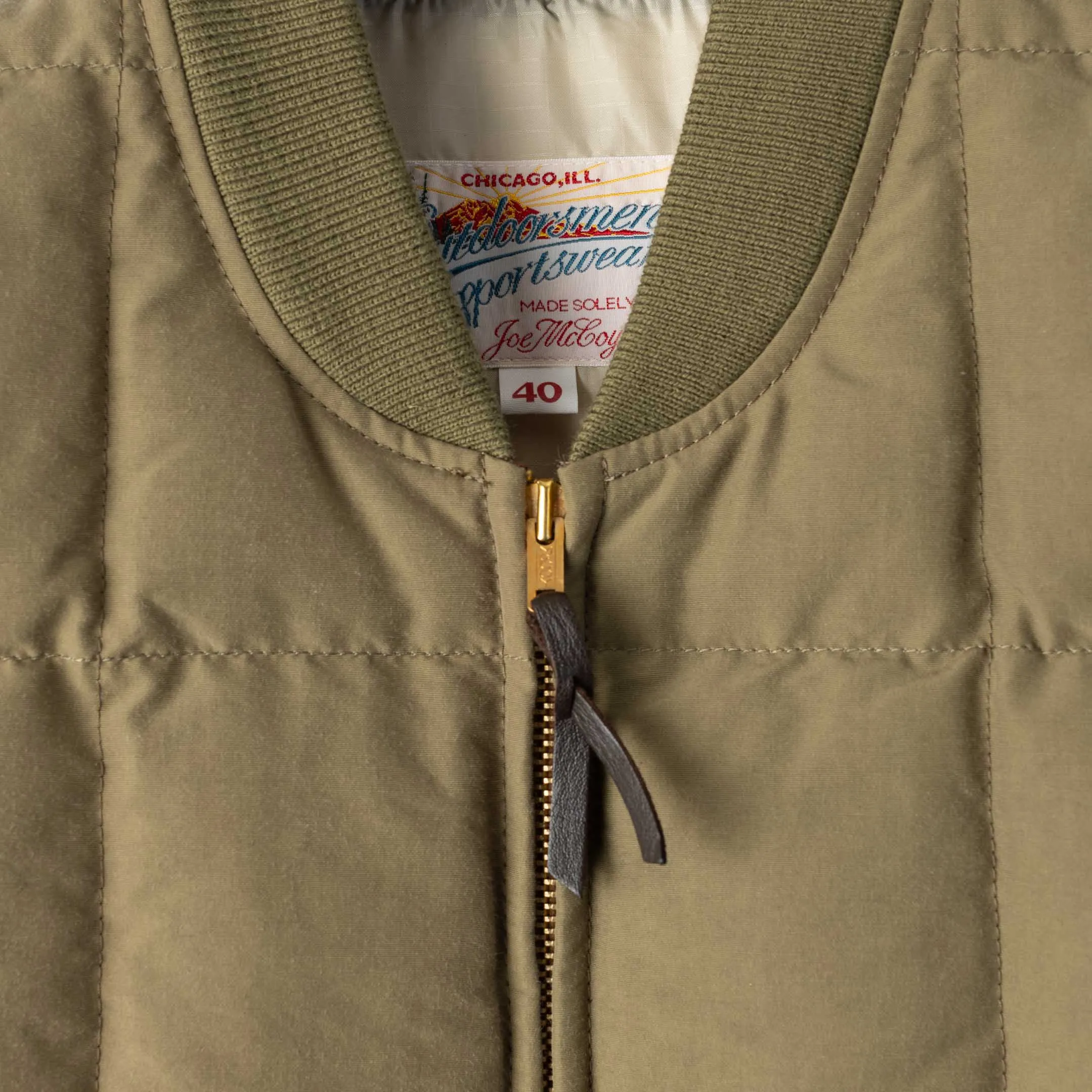 The Real McCoy's Cotton/Nylon Down Vest Olive