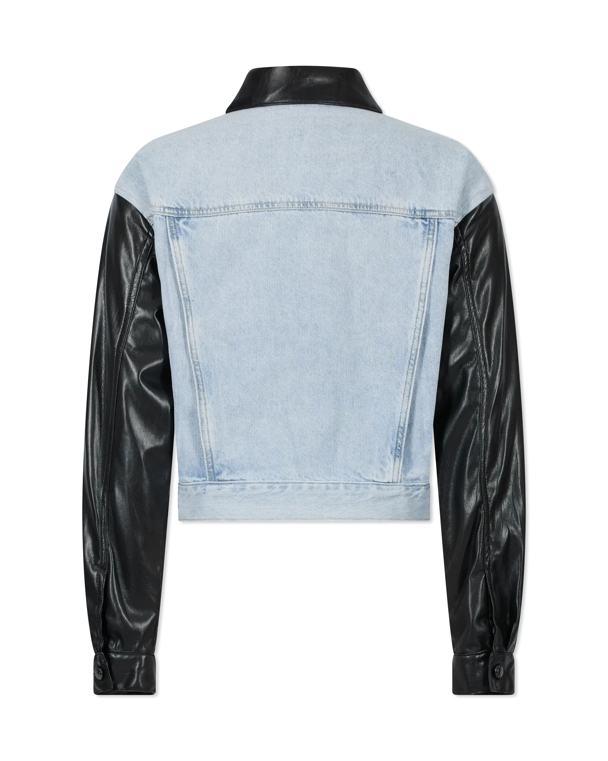 Valex Vegan Leather Combo Denim Jacket