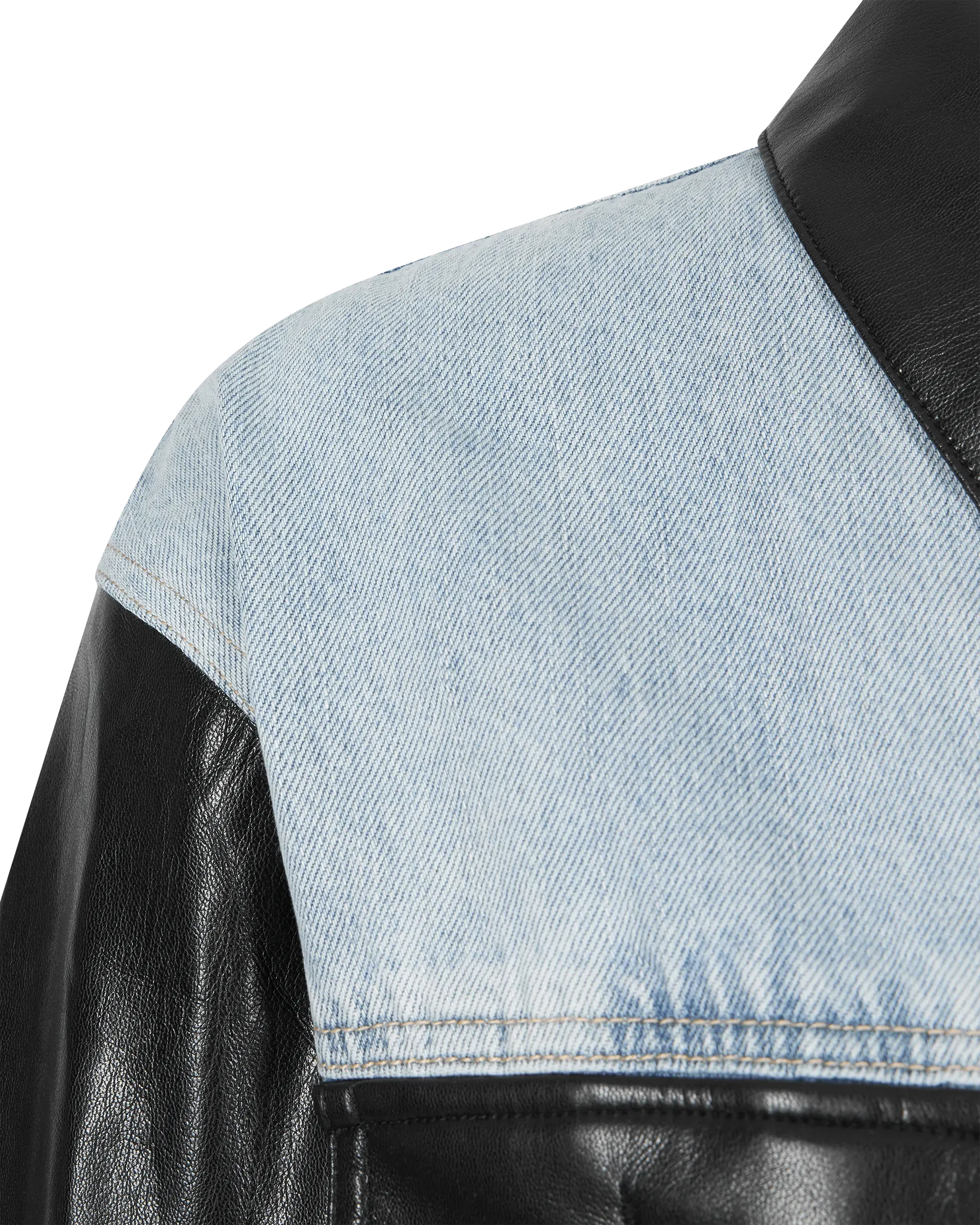 Valex Vegan Leather Combo Denim Jacket