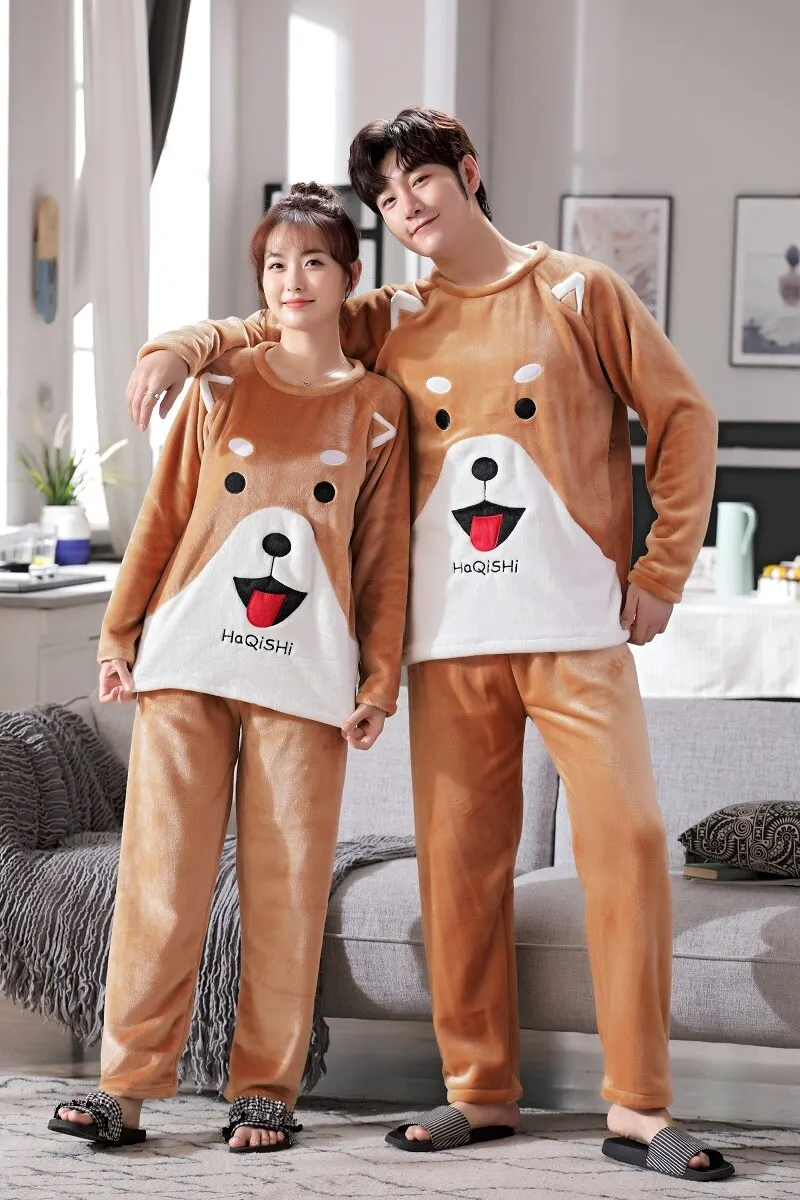 Warm and Cozy Winter Couple Pajama Sets in 10 Styles and Sizes M-4XL with Thick Flannel