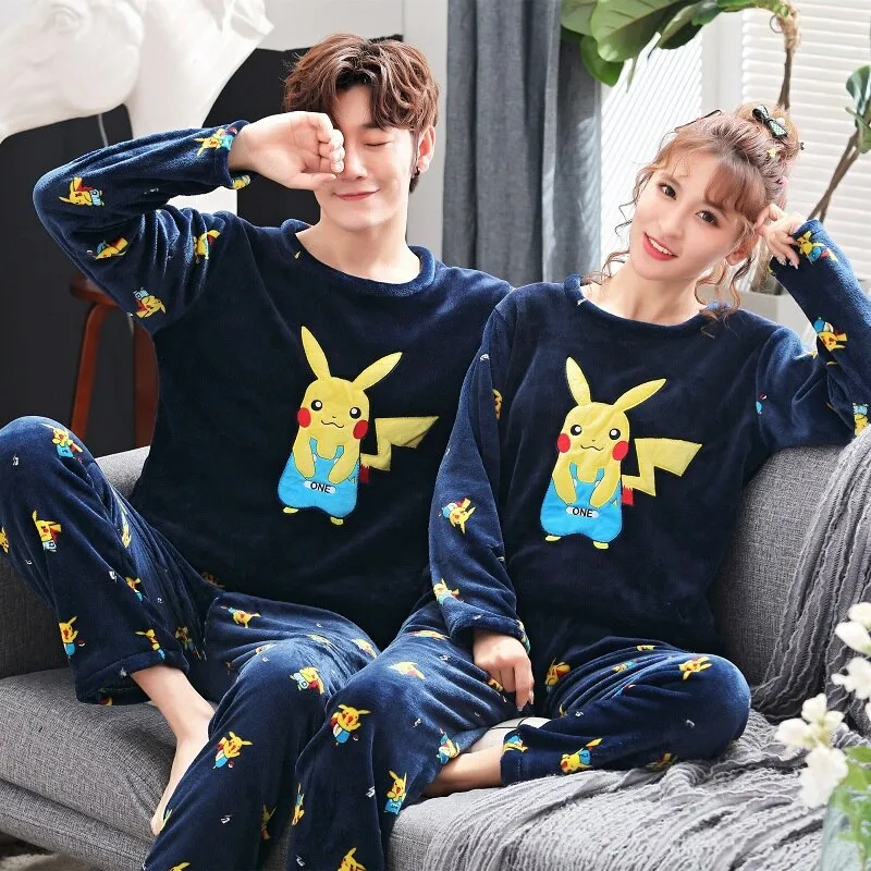 Warm and Cozy Winter Couple Pajama Sets in 10 Styles and Sizes M-4XL with Thick Flannel