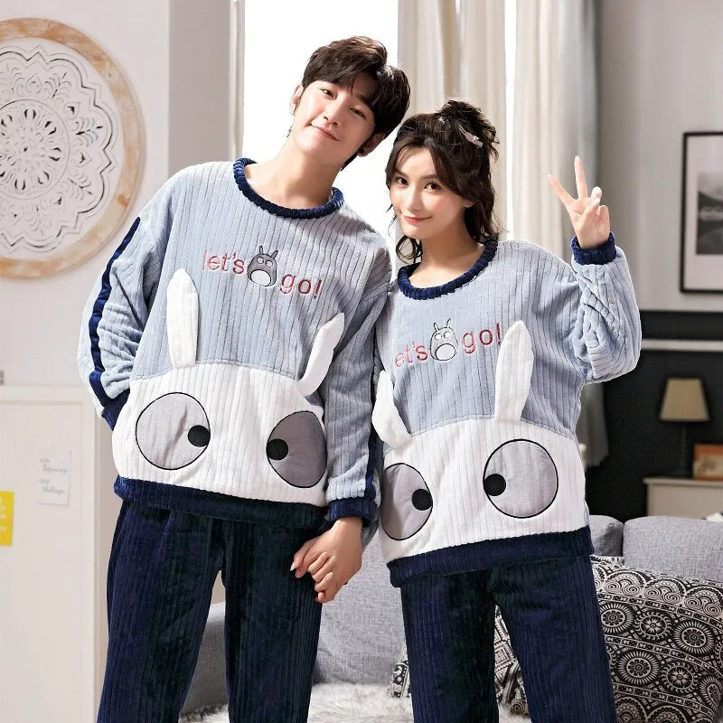 Warm and Cozy Winter Couple Pajama Sets in 10 Styles and Sizes M-4XL with Thick Flannel