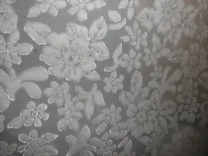 White Devore Polyester Viscose Burnout Velvet fabric ~ 44" wide