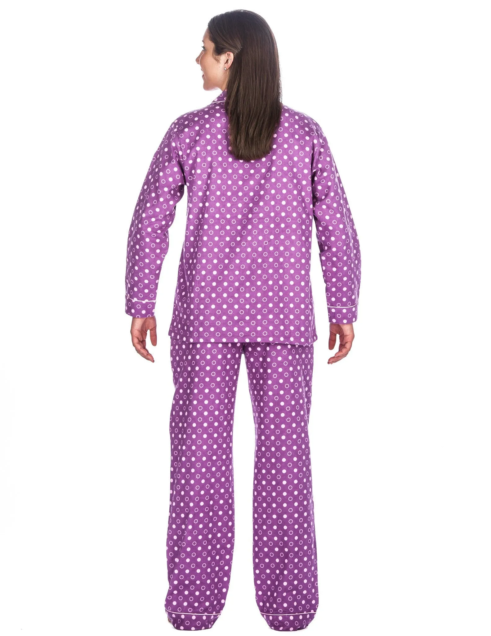 Womens 100% Cotton Flannel Pajama Sleepwear Set - Relaxed Fit