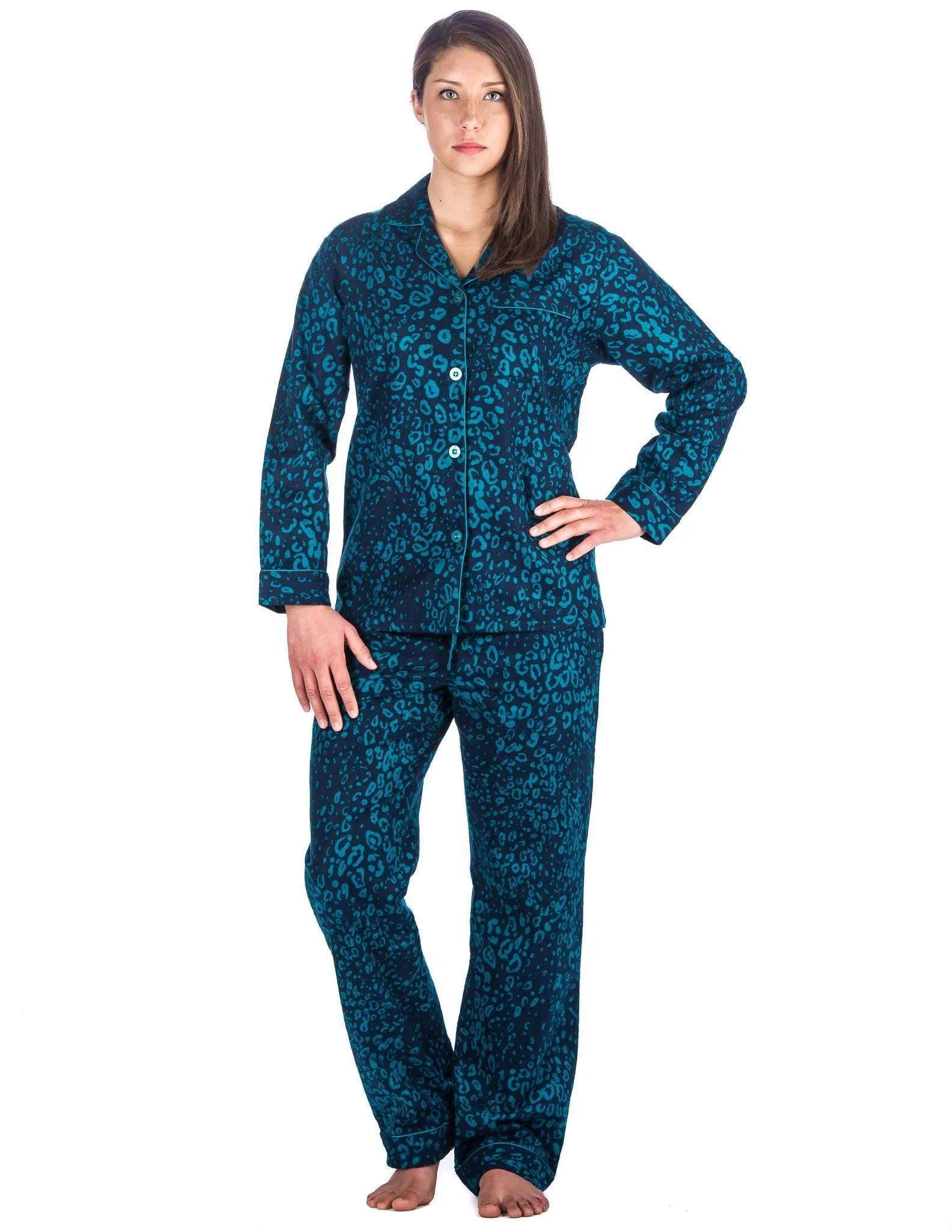 Womens 100% Cotton Flannel Pajama Sleepwear Set - Relaxed Fit