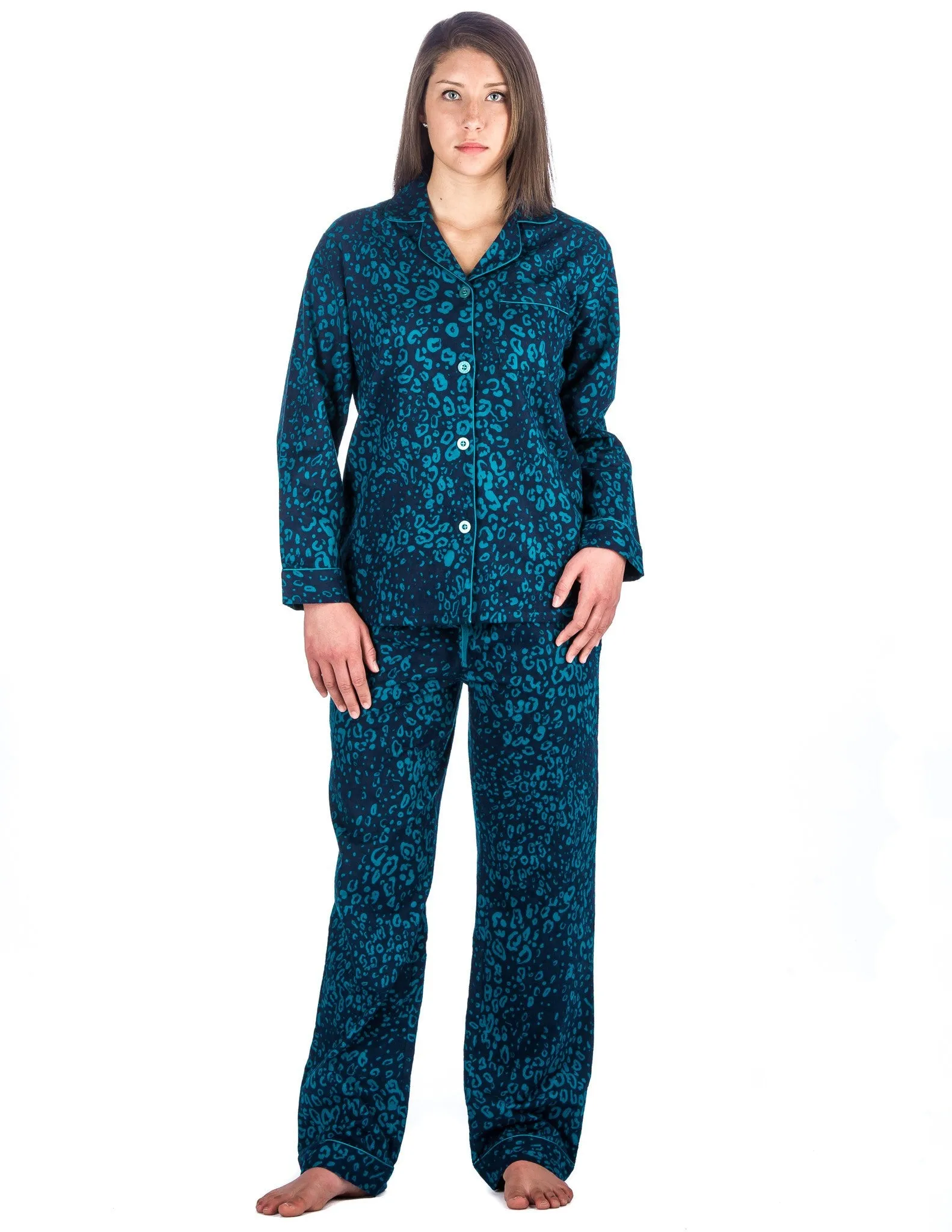 Womens 100% Cotton Flannel Pajama Sleepwear Set - Relaxed Fit