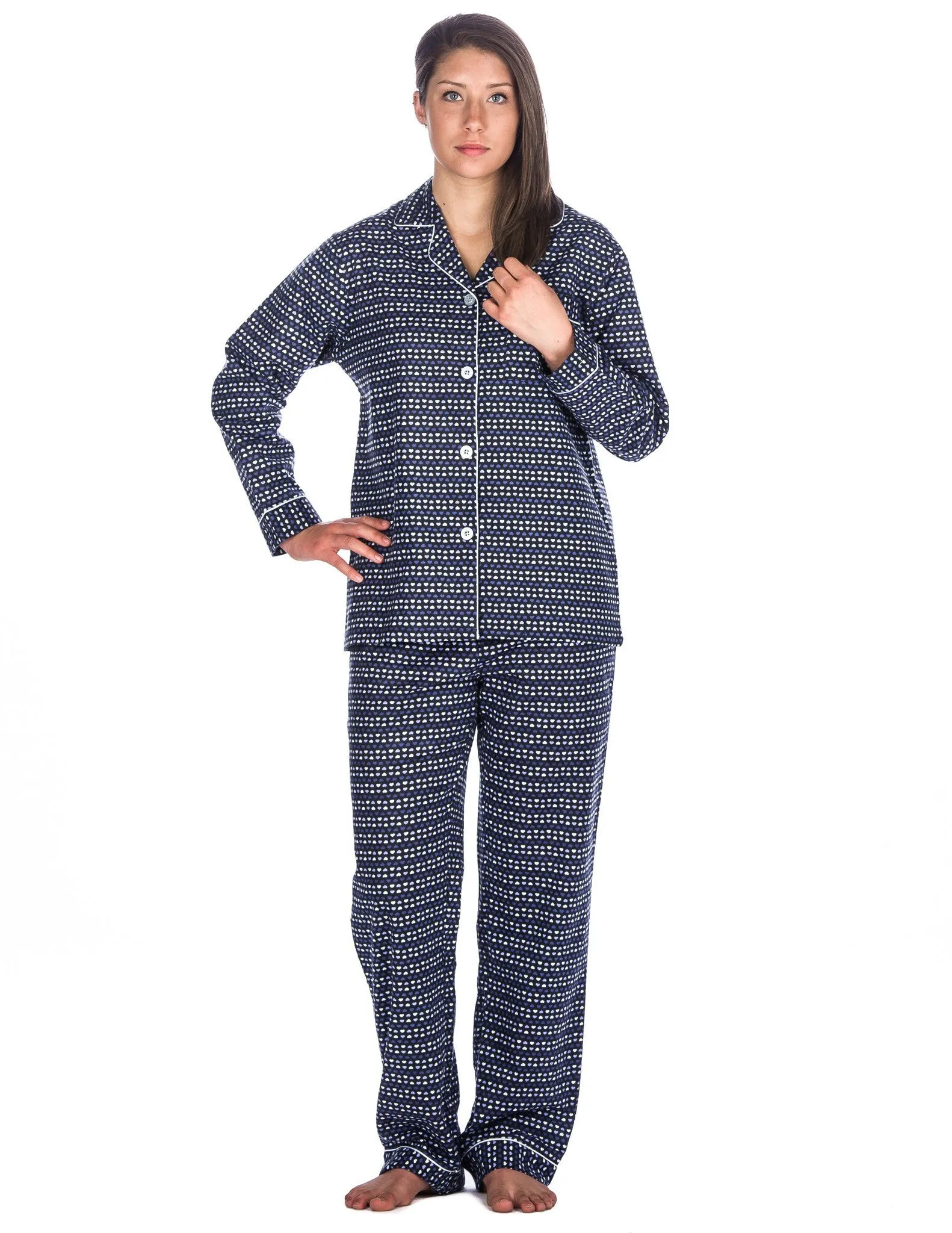 Womens 100% Cotton Flannel Pajama Sleepwear Set - Relaxed Fit