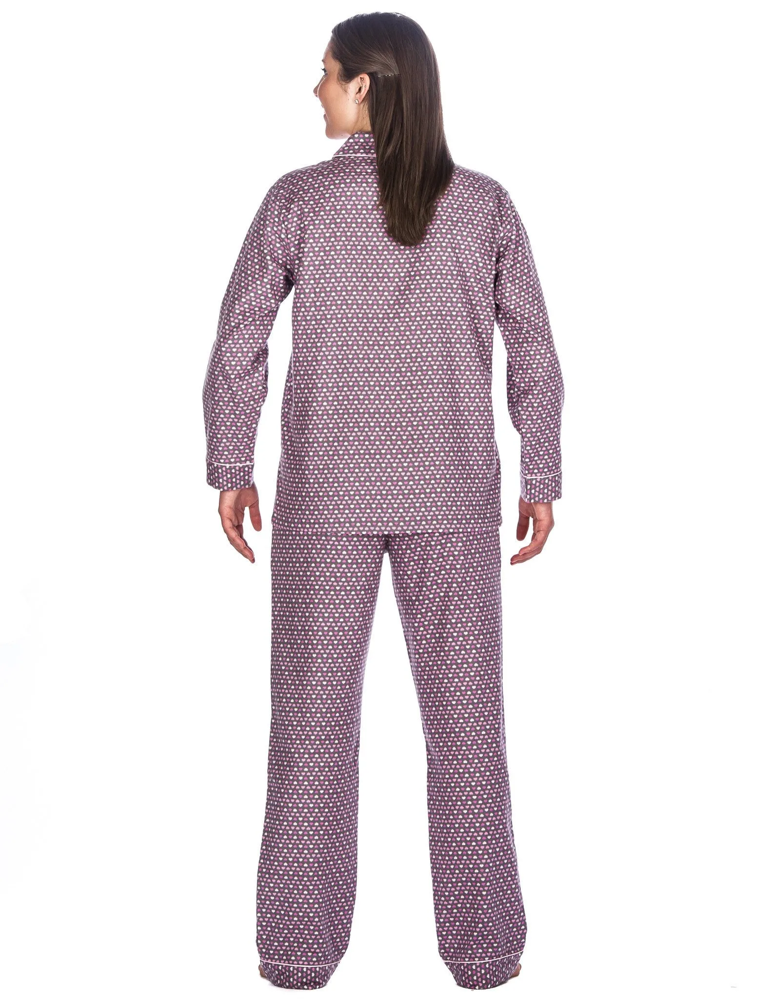 Womens 100% Cotton Flannel Pajama Sleepwear Set - Relaxed Fit