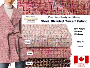 Wool Blended Tweed Fabric Premium Designer Made